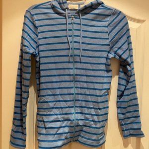 LL Bean Women's Blue Striped Hoodie - NWOT
